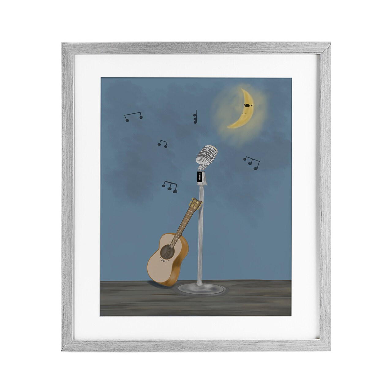 Stupell Industries Music And Moon Stage Framed Print Under Glass, design by Leslie Hermosa